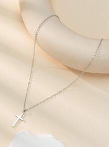 1 Silver Cross Pendant Women's Necklace - Silver - View 1