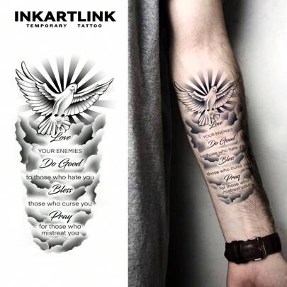INKARTLINK INKARTLINK 11*18cm 1 Stück weißer Mottotatoo mit Kräutersaft, Magie Tattoo, 15-Tage Tattoo, halb-permanentes Tattoo, realistisches Fake Tattoo, hält 1-2 Wochen an