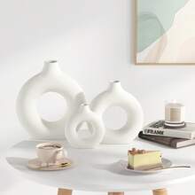 1 pieza Jarrón de forma de donut hecho a mano, decoración floral de estilo bohemio minimalista moderno para el hogar, decoración para sala de estar, dormitorio, oficina, mesa de boda, fiesta, decoración del hogar, jarrón de flores, centro de mesa, decoración de mesa