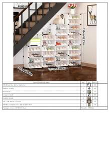 Staircase-Style Shoe Cabinet Under Stairs, Angled Ladder Shelf, High Capacity Home Storage Organizer Rack - Multicolor - View 9