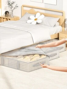 1pc White High Capacity Fabric Collapsible Storage Bag, Closet Organizer, Seasonal Clothes Storage Bag, Wardrobe Storage Bag, Living Room Organizer Bag, Bedroom Clothes Storage Bag, Moisture-Proof & Mold-Proof Storage Bag