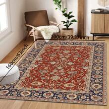 1pc Classic Style Retro Area Rug, 700g/Sqm Crystal Velvet, 5mm Thickness, Washable Non-Fading Carpet, Slip-Resistant, Suitable For Holidays And Any Space Including Hotel, Office, Sofa, Bedside, Kitchen, Laundry Room, Hallway, Porch, Entryway And Stairs Mother's Day
