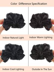 Parrucca sintetica con fermaglio a fiocco, bocciolo di fiore soffice, disco per la parte superiore della testa alto, anello per parrucca sintetica adatto per uso quotidiano delle donne e raduni - Multicolore - Visualizzare 6