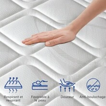 Matelas 90x190 cm, Épaisseurseur 24cm, Original Matelas, Technologie Hybrid, Ressorts Ensachés Indépendant en Mousse à Mémoire de Forme, Multicouches Extra Confort 7 Zones, Oeko-tex
