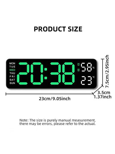 Large Display Digital Wand Clock, Inch LED Klok Living Room ation, Temperature/DST/Automatic Dimming/Humidity/Alarm 12/24 Hour, Silent Everyone,Plug In The Battery Is Just Memory Function (No Adapter) Birthday Graduation Bedroom Dormitory Back To School Surprise Home Supplies view 7