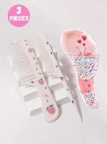 3pcs/2pcs Cartoon Hair Comb Set - Wet And Dry Combing And Styling Brush For All Hair Types, Durable ABS Plastic Handle, Perfect Gift Choice(Purple Unicorn Comb Pattern Random)