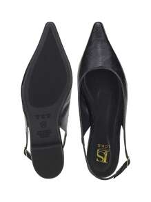 Loris Shoes Oficial Sapatilha Bico Afinado Forma Pequena SlingBack com Fivela Verniz Texturizado Confortável Fashion 4130 - Preto - Visão 8