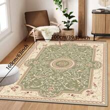 1pc Turkish Art Carpet, Crystal Velvet 700g/Sq.M, Dotted Bottom, 5mm Thickness. Machine Washable, Fade-Resistant Carpet, Anti-Slip . Suitable For Holidays And Any Space Including Hotel, Office, Sofa, Bedside, Kitchen, Laundry Room, Corridor, Porch, Staircase Mother's Day