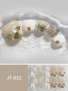 Simple 22-Finger Toenail Sticker, Fresh And Simple Style Toenail Sticker, Flower Dye Toenail Full Nail Sticker, Suitable For Daily Parties And Other Occasions Foot Nail Stickers - Multicolor - View 2