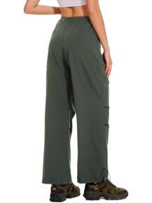 Waterproof Parachute Pants Womens Quick Dry Walking Hiking Cargo Pants With Pockets Lightweight - Army Green - View 3