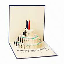 1pc 3D Pop Up Handmade Papercut Greeting Card, Creative Paper Sculpture Cake Birthday Blessing Small Gift - Multicolor - View 7