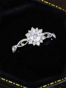 1個時尚百搭精美的白戒指,適用於女士生日、結婚週年、訂婚和求婚 - 銀色 - 查看 18