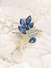 1pc Floral Rhinestone Decor Minimalist Zinc Alloy Brooch - A - View 7