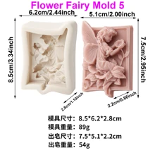 3D 花仙子硅胶香皂模具 - 带玫瑰和蝴蝶的天使女孩设计，7 种尺寸，适用于 DIY 手工皂、乳液棒和工艺品，易于脱模和清洁，不粘光滑表面，手工工艺品 | 天使图案 | 精致细节 - 灰色 - 查看 17