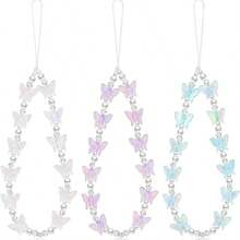 Sweet Butterfly Pearl Mobile Phone Lanyard, Anti-Lost Mobile Phone Chain Beads Gifts For Mother, Family, Friends, Birthday, Holiday Phone Charm