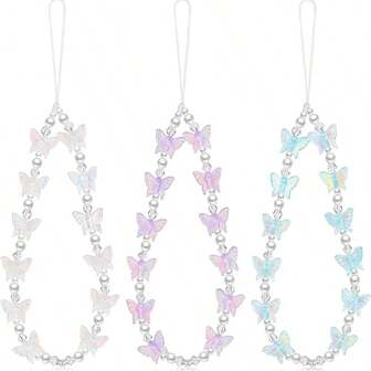 سلسلة هاتف محمول بفراشة مرصعة باللؤلؤ، هدية سلسلة هاتف مقاومة للفقدان للأم والأسرة والأصدقاء في المناسبات والعطلات