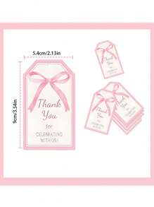 50 个粉色蝴蝶结感谢标签粉色蝴蝶结主题感谢标签礼品包装“感谢您与我们一起庆祝！”粉色蝴蝶结公主生日派对装饰用于送礼新娘送礼情人节，用于送礼新娘送礼，适合生日派对、婚礼、礼品、礼品、宴会、酒吧、公主生日、丝绸蝴蝶结感谢纸质标签用于婚礼新娘送礼派对礼品礼品用品、礼品包装 - 粉色 - 查看 3