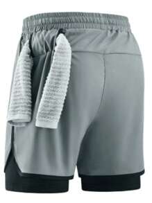 Men's Fitness Sports Shorts,Sport Shorts Men Sportswear Double-Deck Running Gym - Light Grey - View 2