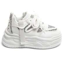 Fashionable Sequin Patchwork Platform Casual Shoes - White - View 2