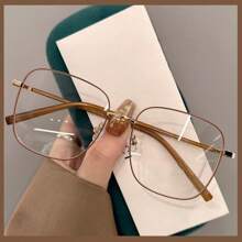1pc Large Frame Square Plano Lenses Latest Model Glasses Frame, Plain Looking And Slimming, Versatile For Parties And Outings, Korean Version, Face Enhancing And Small Glasses Frame
