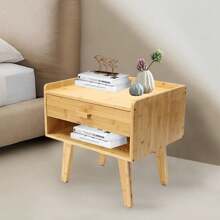 XIANXUS Bamboo Nightstand W/ Drawer End Side Table End Table For Bedroom Living Room US