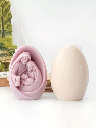 [3D 浮雕圣母玛利亚和婴儿套装模具] 柔性硅胶，耐热，易脱模，多用途 DIY 蜡烛/树脂/石膏工具，圣诞装饰，创意礼物