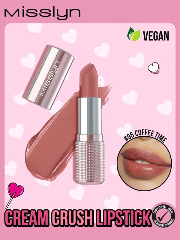 Misslyn Cream Crush Lipstick, Creamy Non-Stick Hydrating Lipstick, Creamy Hydrating Satin Lipstick High-Shine Rich Buildable Nude, Y2K Makeup Party Beach Travel Holiday Camping Outdoors Present Rose Fashion Girl New Year Cosmetic Cosplay Best Trip Festivals Color Fancy Campus School Charm Vibe Cny Chinese New Year, Valentine's Day Gifts,Vegan,Cruelty Free, Halloween, Pumpkin, Trick Or Treat, Oct 31st, Ghost