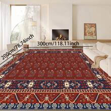 1pc Classic Style Retro Area Rug, 700g/Sqm Crystal Velvet, 5mm Thickness, Washable Non-Fading Carpet, Slip-Resistant, Suitable For Holidays And Any Space Including Hotel, Office, Sofa, Bedside, Kitchen, Laundry Room, Hallway, Porch, Entryway And Stairs Mother's Day