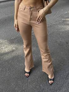 Jeans acampanados de talle alto para mujer, lavado vintage, casual, estilo Y2K para calle