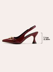 Neue Sommer Damen Angorarot Stiletto High Heel Sandalen, spitzer Zehenbereich, geeignet für Outdoor, Büro, Pendeln, Einkaufen, Dates, Partys - Bordeaux - Übersicht 4