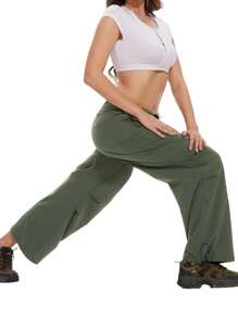 Waterproof Parachute Pants Womens Quick Dry Walking Hiking Cargo Pants With Pockets Lightweight - Army Green - View 5