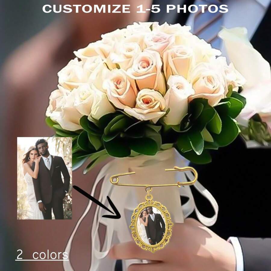 Personalized DIY Wedding Accessories, Customized Holiday Commemorative Photo Pendant, Double-Sided Photo Frame Decorations - Multi-color - Round Pearl Style - View 1