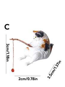 1pc Cat Fishing At Aquarium Decoration, Fishing Cat Ornament For Fish Tank, Tabletop Decorative Kitten Fishing Figurine - Multicolor - View 17