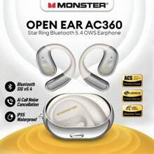 Monster Open Ear AC360 Ture Wireless Earphones OWS Bluetooth 5.4 Headphone Hifi Stereo Headset With Mic HD Calls Long Battery Life IPX5 Waterproof Bluetooth Headphone Noise-Proof Earphones Long Wear Comfortable