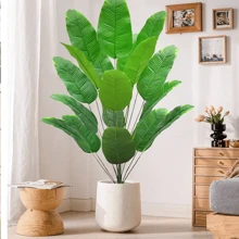 圣诞节 120厘米 人造热带棕榈树 仿真香蕉叶 触感逼真 鹤望兰 塑料植物 家居花园 万圣节礼物 家居装饰 新年礼物 - 綠色 - 查看 5