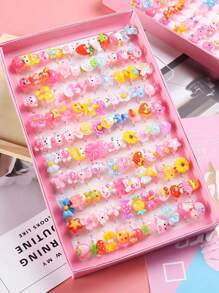10pcs/Set Party Rings - Colorful Resin Crystal Rings, Suitable For Parties And Gifts, Random (No Box)