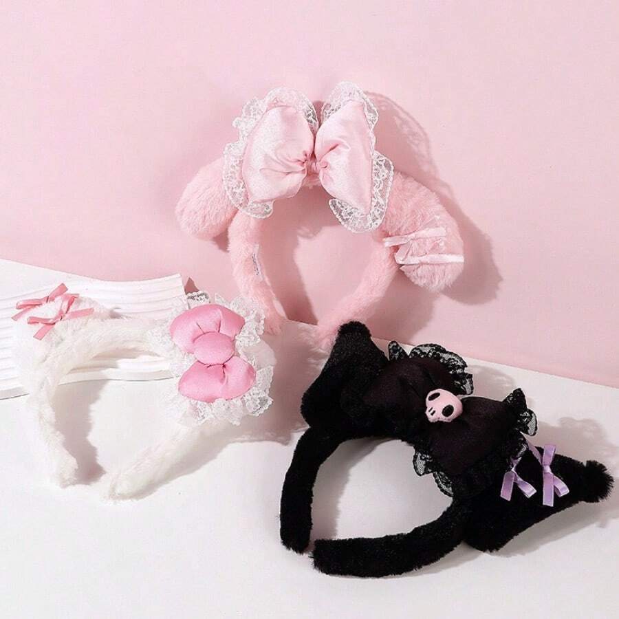 Sanrio شريط رأس كيوت من سانريو بتصميم أنمي كورومي وماي ميلودي، بأسلوب أميرة مع إكسسوارات، لوازم الحمام والسكن الجامعي للعودة إلى المدرسة