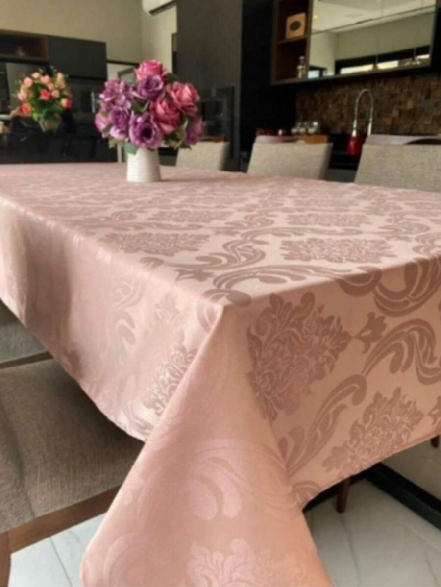 Rectangular Jacquard Tablecloth For 6 People, 2.00 M - Màu Hồng baby - Xem 1
