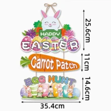 4pcs/Set Easter Decorative Door Hangings, Happy Easter Bunny Celebration Decors (Random Color)