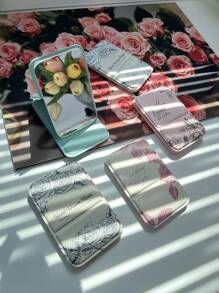 1pc Portable Folding Pocket Mirror, Freestanding Desktop Makeup Mirror For Office