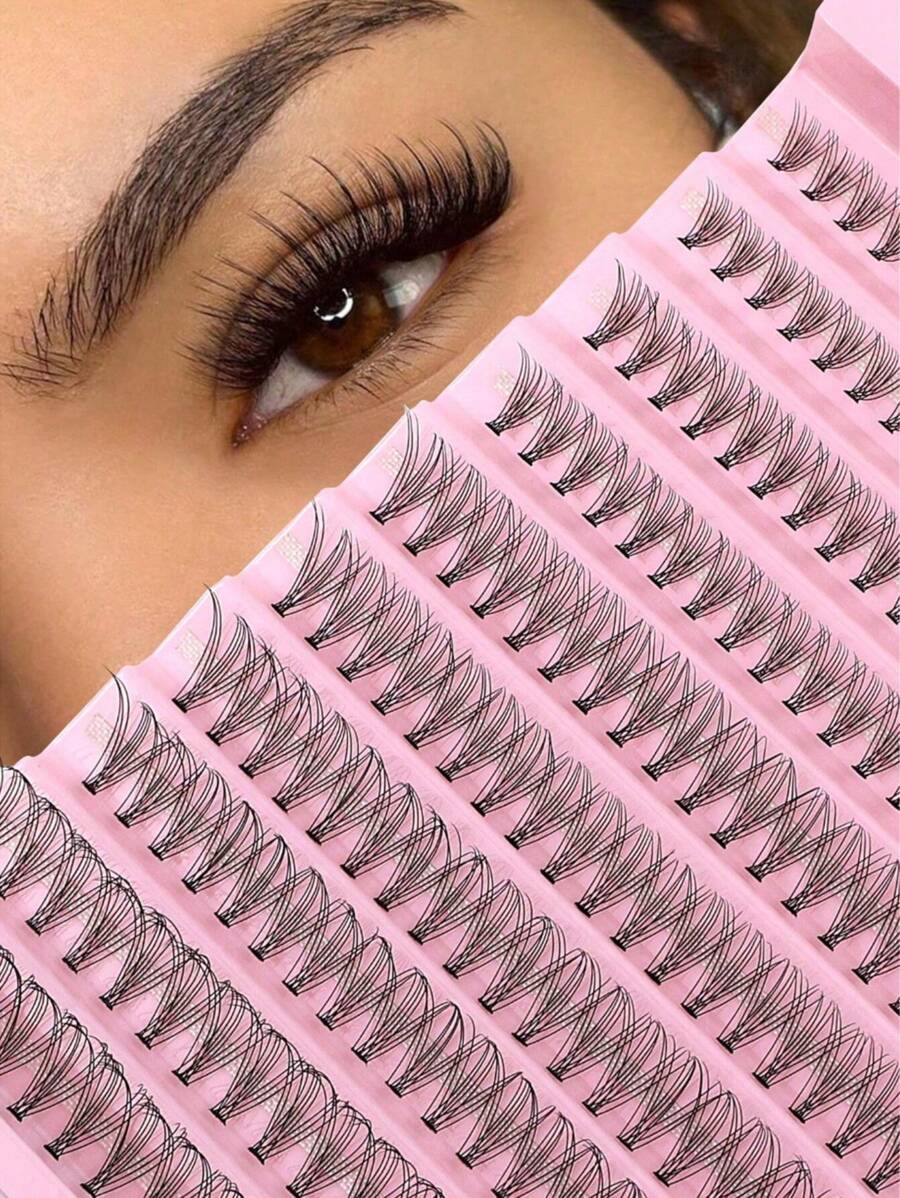 200 件/套假睫毛，D 卷曲，10D，自然交叉蓬松睫毛，8-16 毫米混合长度，0.07 毫米轻质睫毛，可重复使用的自粘睫毛，适合节日和派对