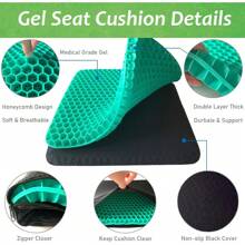 Gel Seat Cushion For Pressure Relief, Egg Sitting Gel Flex Cushion With Non-Slip Cover, Ventilation Breathable Honeycomb Egg Gel Cushion For Home Office Chairs Car Seat Wheelchairs (Green) - 綠色 - 查看 11