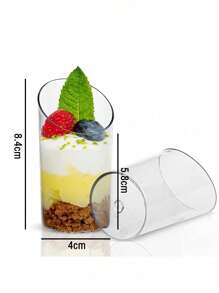50pcs/Set Slanted Transparent Plastic Cups For Pudding, Mousse, Jelly, Party, Suitable For Mousse, Pudding, Desserts, Mini Ice Cream Cakes Etc. Reusable For Dessert Decoration, Birthday Party, Wedding Party And Other Events (Additional 10pcs Available For Purchase) - Multicolor - View 11