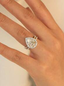 1 pezzo Anello a forma di goccia in argento sterling 925 stile classico alla moda, regalo per San Valentino, Natale, compleanno per coppie, elegante regalo con ciondolo per le donne