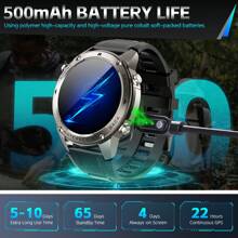 EIGIIS 男士运动智能手表，配备GPS、1.43英寸高清屏幕、无线通话、消息提醒、支持多种语言、500mAh大容量电池、超长续航、170多种运动模式，适合户外使用，兼容安卓和iOS手机。