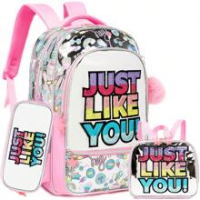 Backpack For Kids Cute And Fashionable Schoolbag For Girls 5-12 Aged With Pencil Box And Lunch Case - School Bag Set - View 2