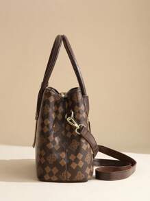 3pcs/Set Women's Shoulder Bag, Fashion Versatile Crossbody Bag, Printed Handbag - Coffee - View 3