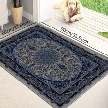 1pc Nordic Fairisle Pattern Crystal Velvet Area Rug, 700g/㎡ With Dotted Non-Slip Backing, 5mm Thickness, Machine Washable Fade-Resistant Carpet Suitable For Holidays And Any Spaces Including Hotel, Office, Sofa, Bedside, Kitchen, Laundry, Hallway, Porch, Stairs, Entryway Mother's Day
