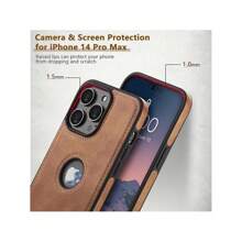 奢华仿皮保护壳适用于 17 PRO MAX/ 17 16 Pro Max 16 16 Plus 15 Pro Max 14 13 Pro - 轻薄灵活的握持保护 - 棕色 - 查看 7