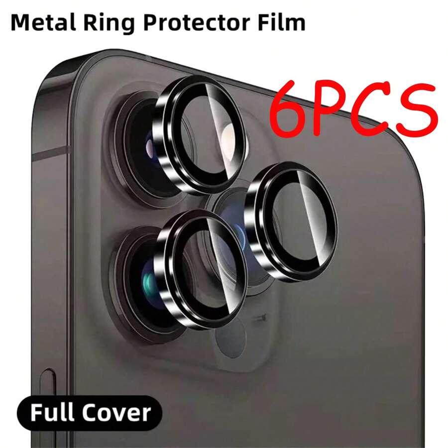CSDZ 6PCS For Lens Metal Ring Protector Glass Compatible With IPhone 15 12 11 13 14 Pro Max Mini Camera Lens Protection On Compatible WithIPhone 15Pro 14Pro 12Pro 13Pro 11Pro Max 14Plus 15Plus Camera Protector